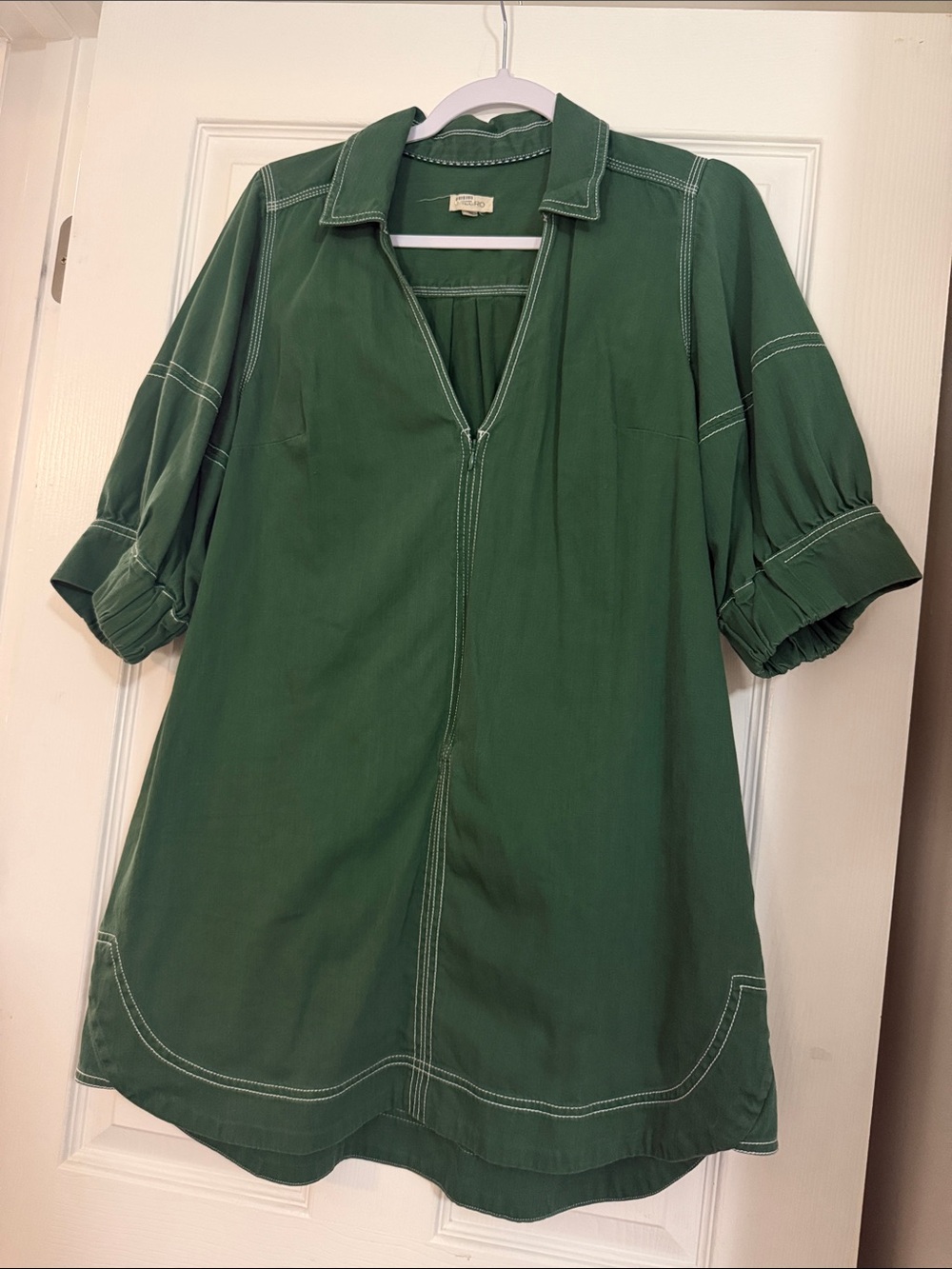 Pilcro Green Mini Dress with Contrast Stitching
